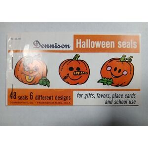 Vintage Dennison Halloween Seals 6 Designs 36 Seals/Stickers Jack O Lanterns  🎃